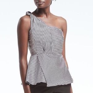 Banana republic one shoulder satin stripe top